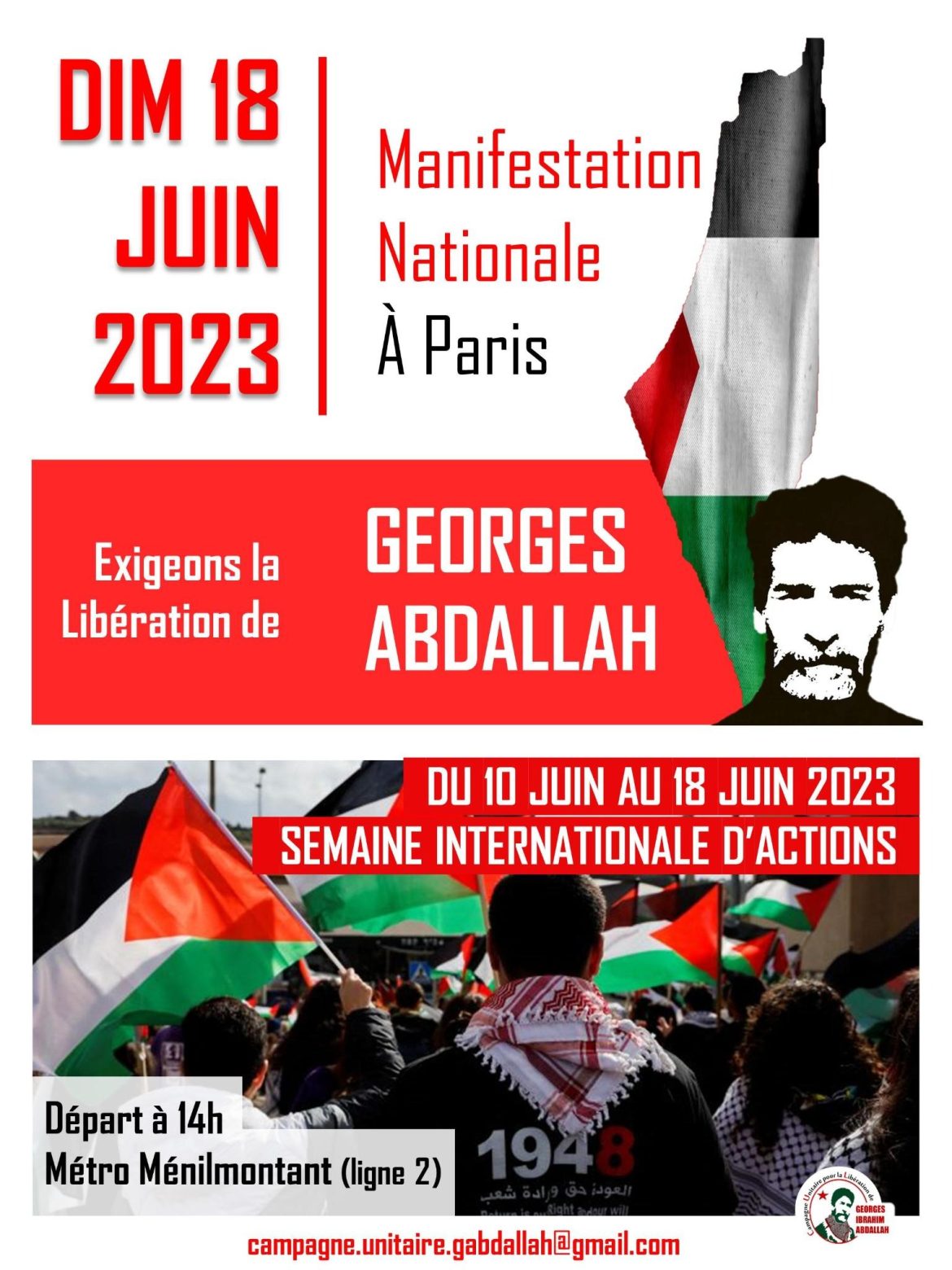 Toutes et tous à la manifestation nationale pour la libération de Georges Abdallah !